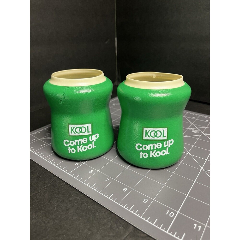 KOOL Green Koozie Canned Beverage Holders Vintage Rare  Set Of 2